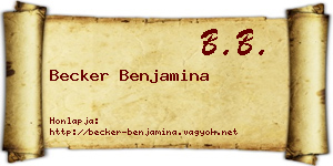 Becker Benjamina névjegykártya